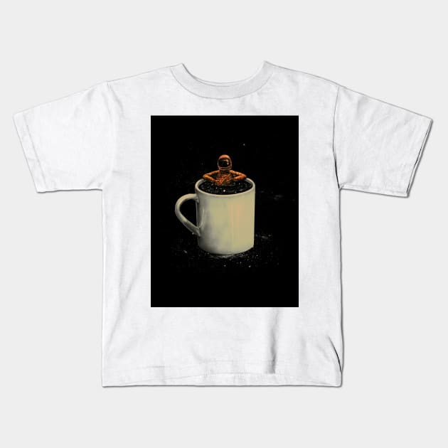 Space Coffee Kids T-Shirt by nicebleed